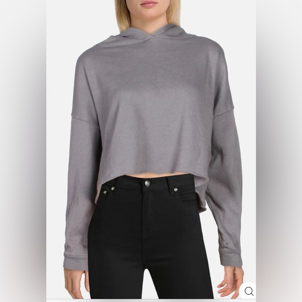 NWT Anthropologie Maronie cozy hooded grey cropped sweatshirt Size S/M